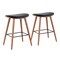 Lumisource Saddle 26" Mid-Century Modern Counter Stool In Walnut And Black Faux Leather - Set Of 2
